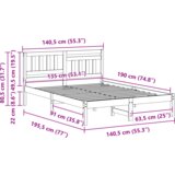  Konstrukcija postelje Voščeno rjava 135 x 190 cm Trdna borovina, (5000128132) | Shoptok.si