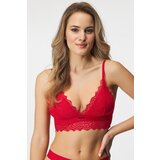 Hugo Boss Grudnjak HUGO Triangle Lace Red podstavljeni Bralette Cijene