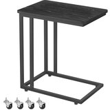 Songmics Stranska mizica, klubska mizica, jekleno ogrodje na kolesih, enostavna montaža, moderna za dnevno sobo, spalnico, balkon, črna ebenovina LNT050B56, (21573106) Cene