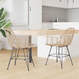  Stolac za blagovanje 2 kom. Ratan i čelik Prirodna Smeđa 57 x 55 x 85 cm | shoptok.hr