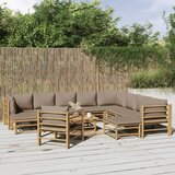  12-dijelna vrtna garnitura od bambusa sa smeđesivim jastucima | shoptok.hr
