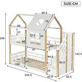 Möbrio Pogradna postelja iz borovega lesa in MDF z lestvijo za shranjevanje - 90x200 cm - bela in naravna, (22060394) | Shoptok.si