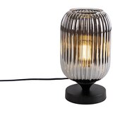 QAZQA Art Deco namizna svetilka črna z dimnim steklom - Banci | Shoptok.si