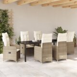 vidaXL Set od 7 vrtnih stolica s jastučićima bež poly ratan | shoptok.hr