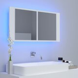 LED kupaonski ormarić s ogledalom bijeli 90x12x45 cm akrilni | shoptok.hr