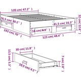 vidaXL Posteljni okvir s predali betonsko siv 120x190cm inženirski les, (21111489) | Shoptok.si