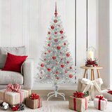 vidaXL Božično drevo med 150 LED z stojalom srebrna 150 cm PET | Shoptok.si