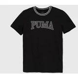 Puma Otroška bombažna kratka majica SQUAD B črna barva