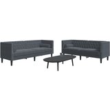 vidaXL Komplet Chesterfield kavčev z vzglavniki 2-delna siv žamet Cene