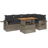 Maison Chic Seti vrtnega pohištva - Vrtna garnitura - Vrtni pohištvo set 6-delna z blazinami siv poli ratan, (21807607) | Shoptok.si