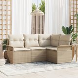 vidaXL 4-delni Vrtni Kavč Set z Blazinami Bež Poly Rattan Cene