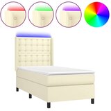  Krevet box spring s madracem LED krem 90x190 cm od umjetne kože - Krema 90 x 190 cm gumbi | shoptok.hr