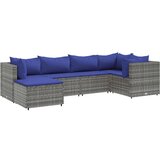 Maison Chic Seti vrtnega pohištva - Vrtna garnitura - Vrtni pohištvo set 6-delna z blazinami siv poli ratan, (21806742) | Shoptok.si