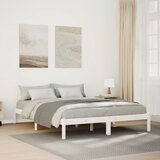 vidaXL Daljši posteljni okvir brez vzmetnice bel 140x220 cm borovina | Shoptok.si