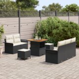  8-dijelni vrtni sofa set s jastučićima crni poli ratan akacija | shoptok.hr