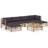 The Living Store Vrtna sedežna garnitura s temno sivimi blazinami 7-delna bambus - Vrtna Počivalna Garnitura, (21471186) | Shoptok.si