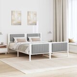  Okvir kreveta s uzglavljem Bijela i svijetlosiva 160 x 200 cm | shoptok.hr