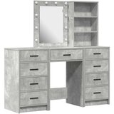  Toaletni stol s zrcalnim svjetlima 3 pcs Siva Konstruirano drvo | shoptok.hr