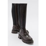 LuviShoes CHAPEL Women's Brown Skin Buckle Stretch Detail Women's Boots cene