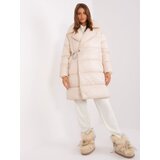 Fashion Hunters Light beige quilted winter jacket with pockets Cene