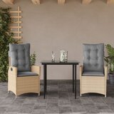  3-dijelni vrtni blagovaonski set od poliratana s jastucima bež 80 x 80 x 74 cm | shoptok.hr