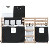 Krevet na kat sa zavjesama bijelo-crni 80 x 200 cm od borovine | shoptok.hr