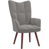  Stol za sproščanje s stolčkom svetlo siv žamet, (20821720) | Shoptok.si