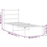 Metalni okvir za krevet s uzglavljem bijeli 75x190 cm | shoptok.hr
