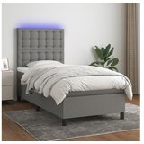  Box spring postelja z vzmetnico LED temno siva 90x200 cm blago | Shoptok.si