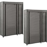 vidaXL 282425 Folding Wardrobes 2 pcs Grey 110x45x175 cm Fabric | shoptok.hr
