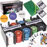 Malatec Poker set Texas Holdem, 200 žetonov, karte in podloga za igro, (5000289735) Cene