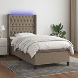  box spring s madracem LED smeđesivi 90x200 cm tkanina | shoptok.hr