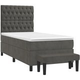 Box spring krevet s madracem tamnosivi 90x190 cm baršunasti | shoptok.hr
