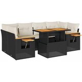  7-dijelni set vrtnih sofa od poliratana s jastucima crni bagrem | shoptok.hr