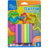 Clay fun, plastelin sa kalupima, neon, 6 boja, 80gr ( 115513 )  Clay fun, plastelin sa kalupima, neon, 6 boja, 80gr ( 115513 ) Slike