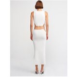 Dilvin 80110 Low Waist Stoned Knitwear Skirt-Ecru | Shoptok.si
