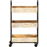 vidaXL Kuhinjski voziček 3-nadstropni 46x30x76 cm trden mangov les | Shoptok.si