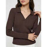 Sinsay Rebrasta bluza s dugim rukavima i ovratnikom | shoptok.hr