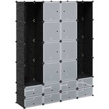  Modularni ormarić s 18 pretinaca crno-bijeli 37x146x180,5 cm | shoptok.hr