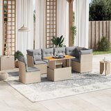 Maison Chic Seti vrtnega pohištva - Vrtna garnitura - Vrtni pohištvo set 7-delna z blazinami bež poli ratan, (21808454) | Shoptok.si