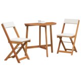 vidaXL 3-dijelni sklopski bistro set s jastučićima od čvrstog bagremovog drveta | shoptok.hr