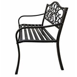  Vrtna klupa za terasu, metalna, s 3 sjedala, ukrašena, crna, 127x60x89 cm | shoptok.hr