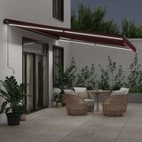 vidaXL Tenda na ručno uvlačenje s LED svjetlima bordo 500 x 350 cm | shoptok.hr