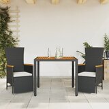 vidaXL 3-dijelni vrtni blagovaonski set s jastucima od poliratana crni | shoptok.hr