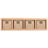  Stenska polica s košarami 62x18x16 cm trdna orehovina, (20765364) | Shoptok.si