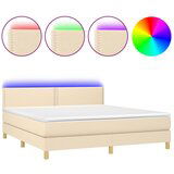 The Living Store Box spring postelja z vzmetnico LED krem 160x200 cm blago - Box Spring Postelja, (21520395) | Shoptok.si