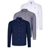 Dewberry TRIPLE SET G674 MENS SHIRT-NAVY BLUE-WHITE-DENIM BLUE Cijene