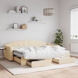  The Living Store Izvlečna dnevna postelja s predali krem 80x200 cm blago - Izvlečna Dnevna Postelja, (21458229) Cene
