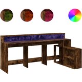 vidaXL Radni stol s LED svjetlima boja hrasta 200x104x91 cm drveni | shoptok.hr
