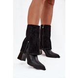 Maciejka leather women's ankle boots on heel with turned shaft heated | Eponuda.ba